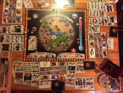 Illustratie van de planeet Mars tijdens terraforming