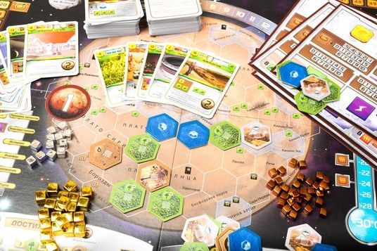 Spelkaarten met projecten voor Mars